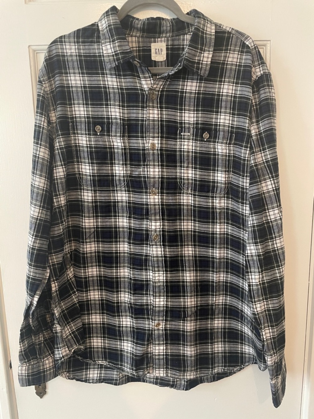 GAP Men's Soft Cotton Plaid Button-Down Shirt XL